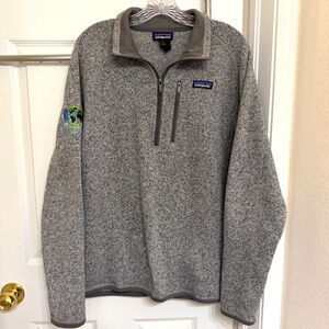 Patagonia Better Sweater 1/4 Zip Fleece Grey Men's Large with embroidery